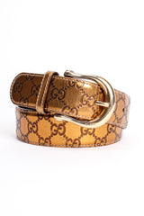 Vintage Gucci Metallic Leather Lamé Monogram GG Belt at Recess Los Angeles