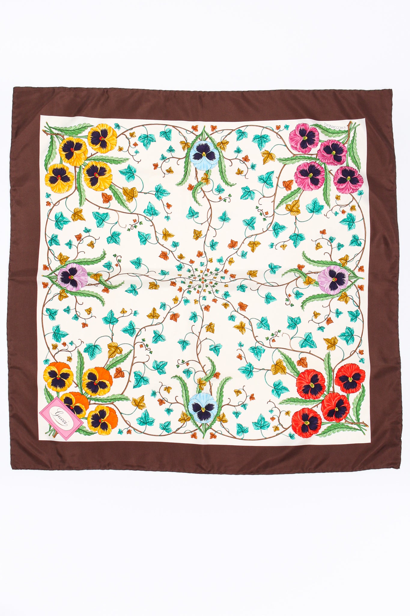 Vintage Gucci V. Accornero Floral Pansy Scarf at Recess Los Angeles