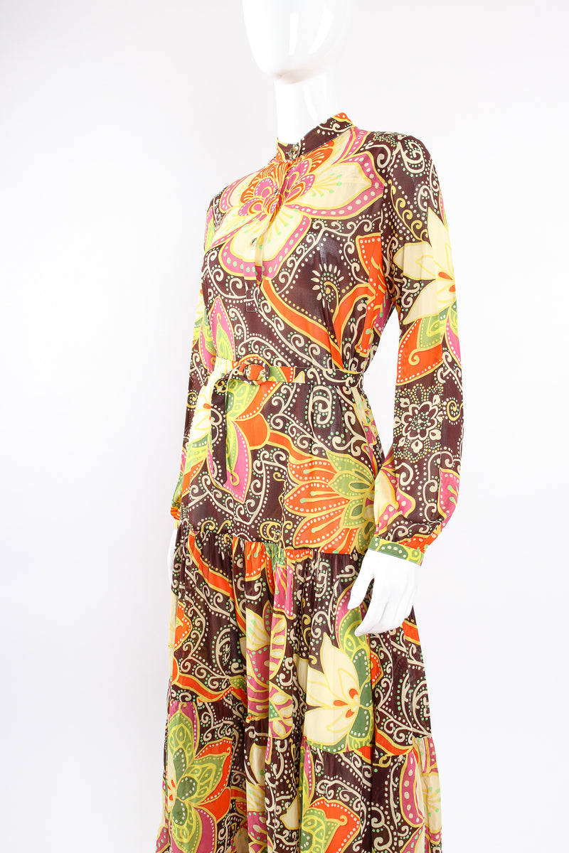 Gucci PreFall 2019 Floral Print Maxi Peasant Dress on Mannequin angle at Recess Los Angeles