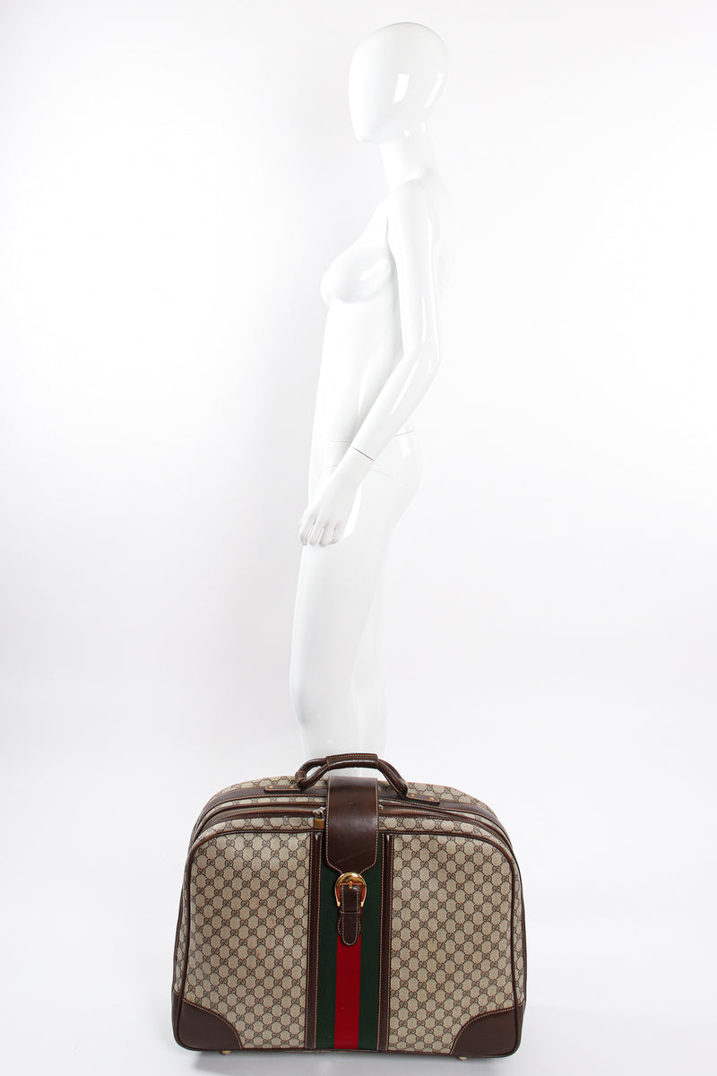 Vintage Gucci Monogram Stripe Suitcase with mannequin at Recess Los Angeles