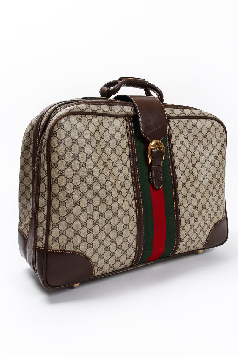 Vintage Gucci Monogram Stripe Suitcase angle at Recess Los Angeles