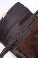 Vintage Gucci 1970s Suede Leather Shoulder Satchel flap opened @ Recess LA