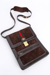 Vintage Gucci 1970s Suede Leather Shoulder Satchel creative flat @ Recess LA