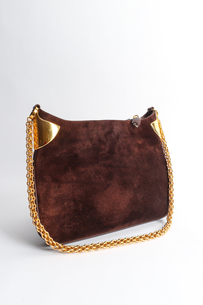 Vintage Gucci 1970s Suede Shoulder Bag front angle @ Recess Los Angeles