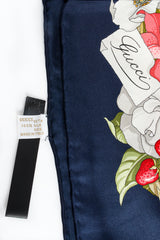 Vintage Gucci Floral Wildflower Berries Silk Scarf Closeup Signature at Recess LA