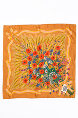 Vintage Gucci V. Accornero Wildflower Wheat Floral Bouquet Scarf flat at Recess Los Angeles