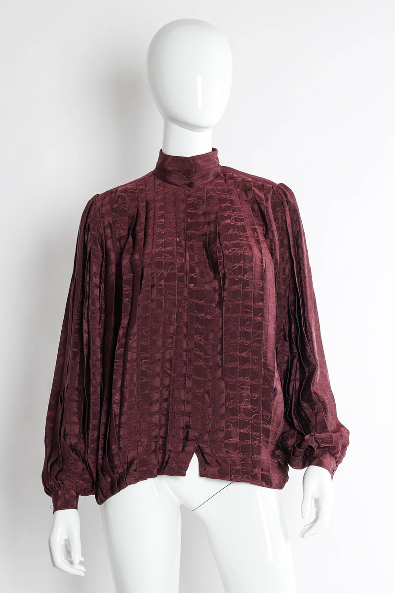 Vintage Gucci 1980s Silk Accordion Pleat Blouse mannequin front @ Recess LA