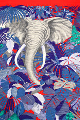 Vintage Gucci Oversized Tropical Elephant Silk Scarf print detail at Recess Los Angeles