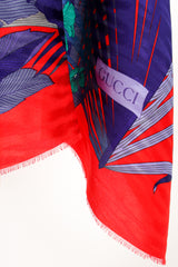 Vintage Gucci Oversized Tropical Elephant Silk Scarf fabric detail at Recess Los Angeles