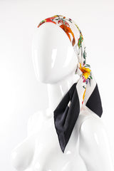 Vintage Gucci Vittorio Accornero Black Flora Scarf on mannequin at Recess Los Angeles