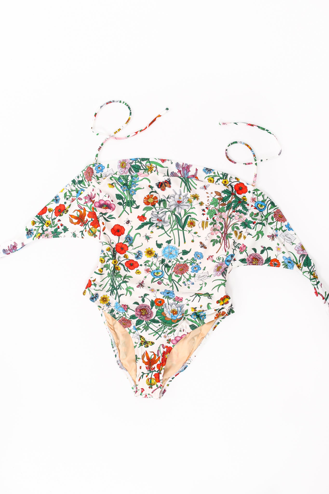 Vintage Gucci Flora Print Maillot Swimsuit flat at Recess Los Angeles