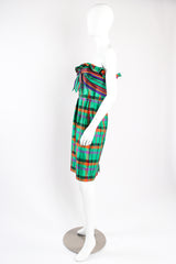 Vintage Guy Laroche Rainbow Plaid Silk Dress Set on mannequin side at Recess Los Angeles