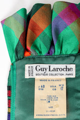 Vintage Guy Laroche Rainbow Plaid Silk Dress Set label at Recess Los Angeles