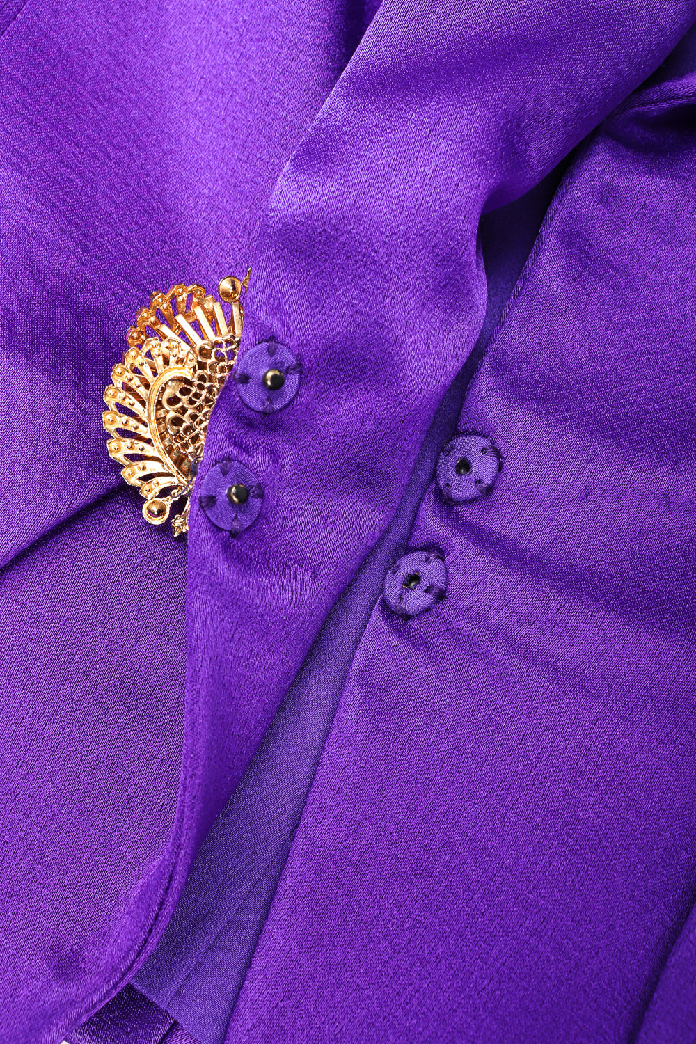 Recess Designer Consignment Vintage Genny Electric Purple Grape Satin Power Suit Jacket & Skirt Suit Los Angeles Resale