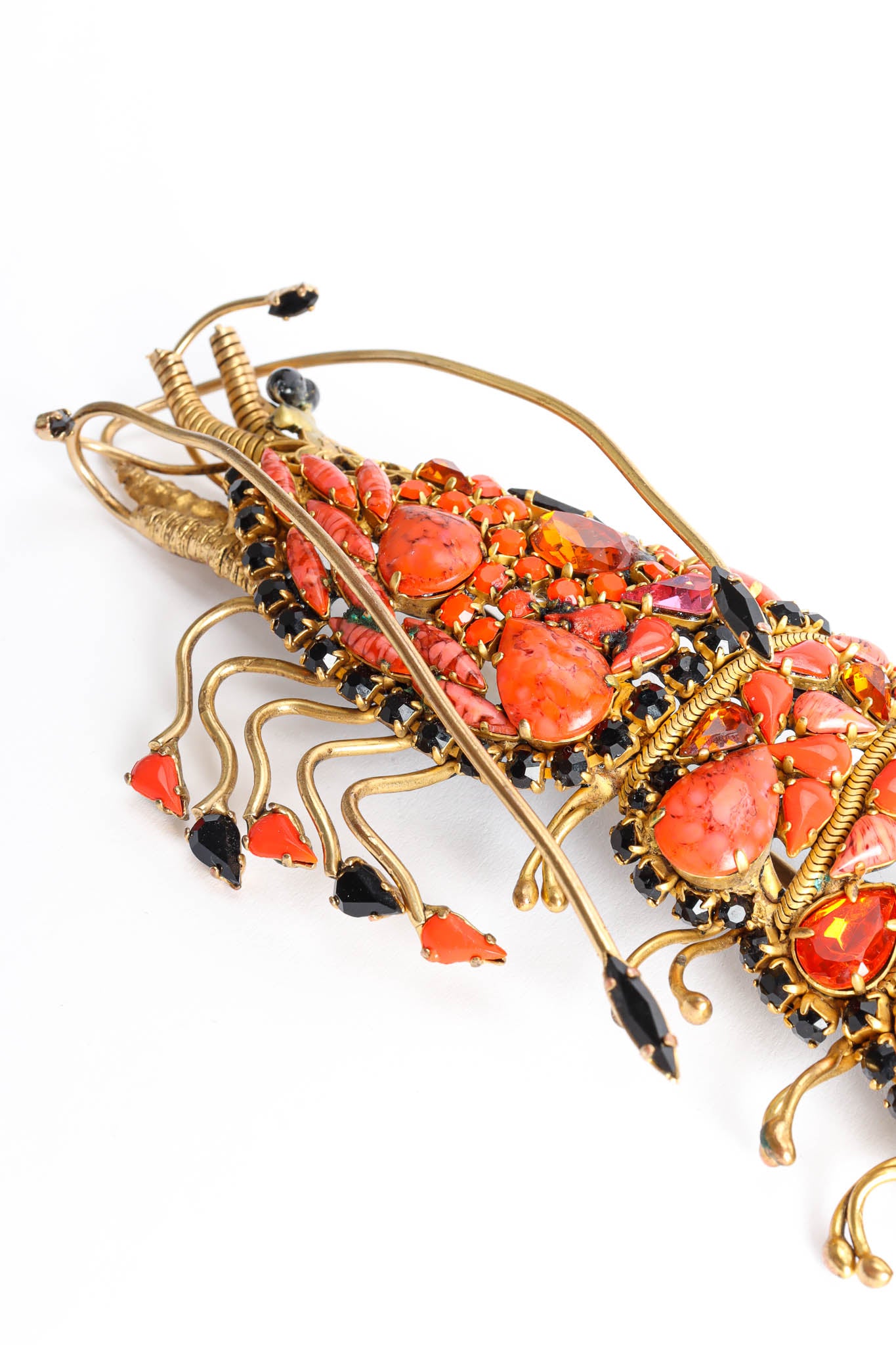 Vintage Hanna Bernhard Jewel Prawn Brooch Necklace rhinestone close @ Recess Los Angeles