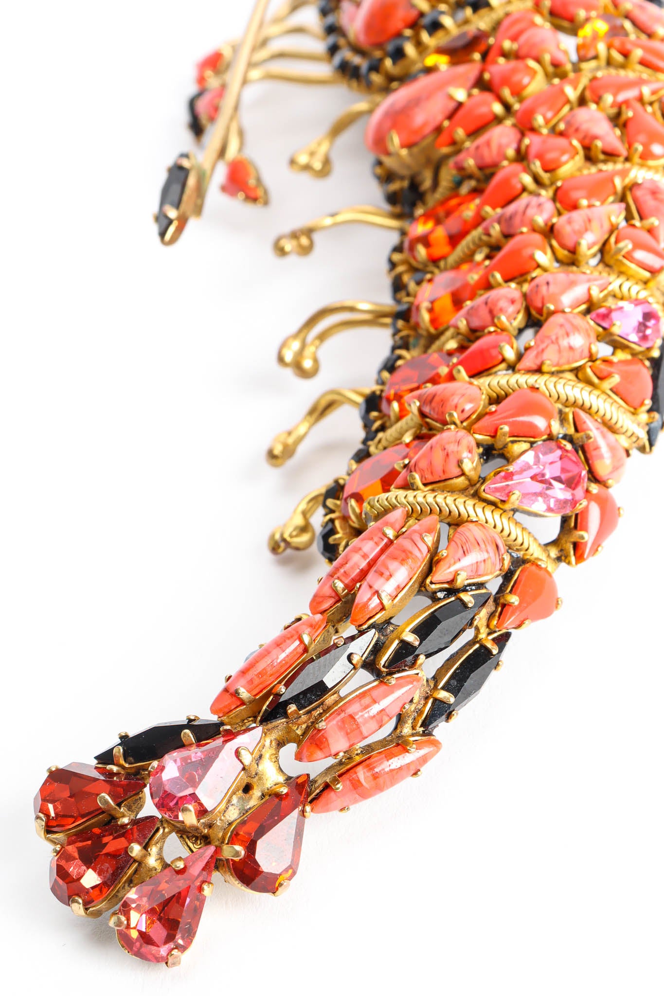 Vintage Hanna Bernhard Jewel Prawn Brooch Necklace tail rhinestone @ Recess Los Angeles