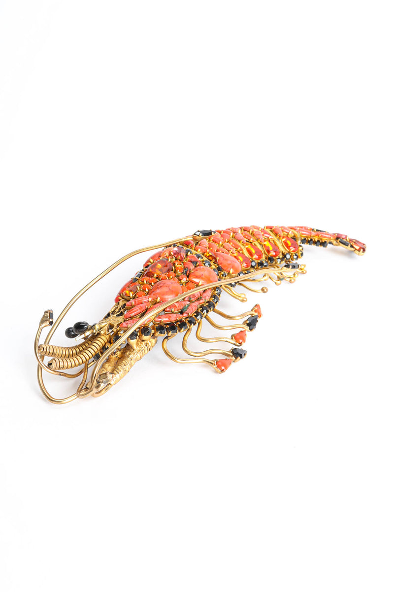 Vintage Hanna Bernhard Jewel Prawn Brooch Necklace pawn flat front @ Recess Los Angeles