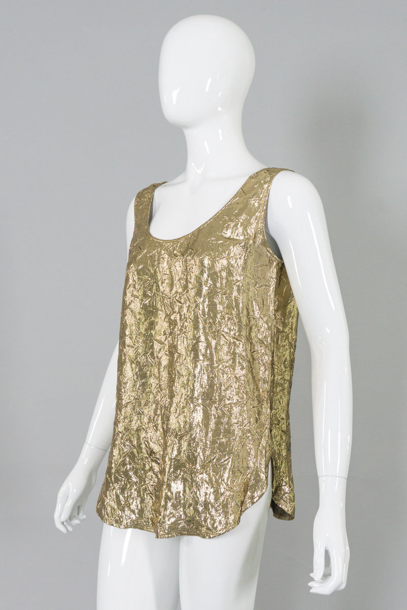 Halston III Gold Lamé Tank & Skirt Set