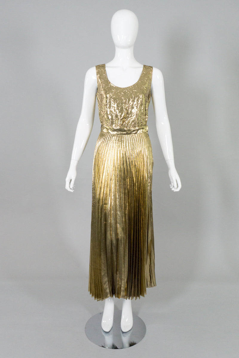 Halston III Gold Lamé Tank & Skirt Set