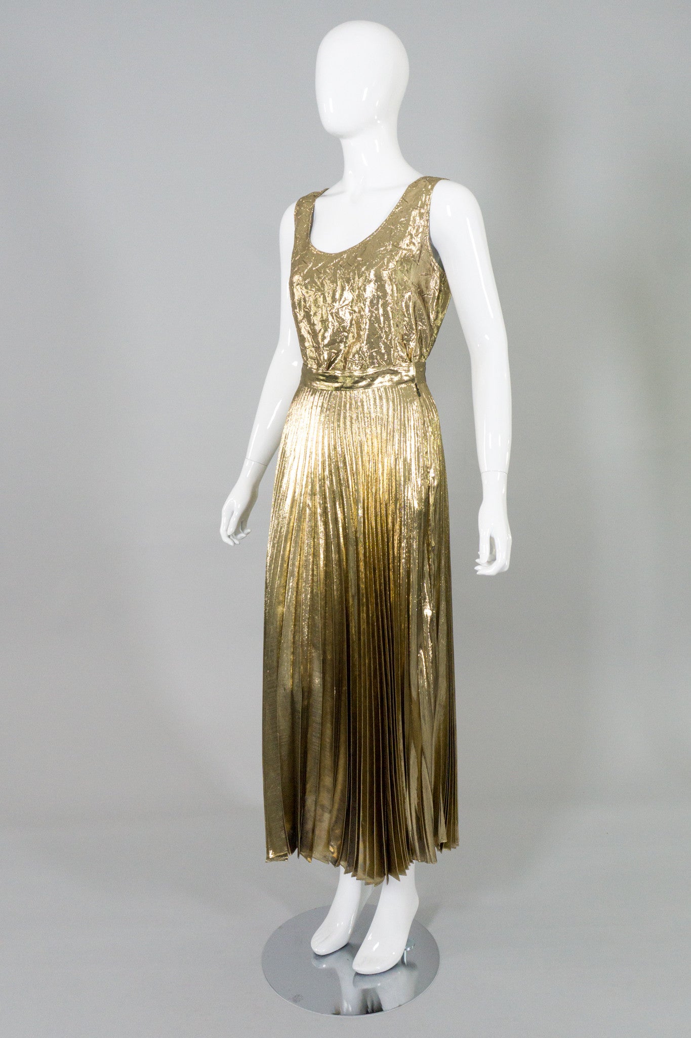 Halston III Gold Lamé Tank & Skirt Set