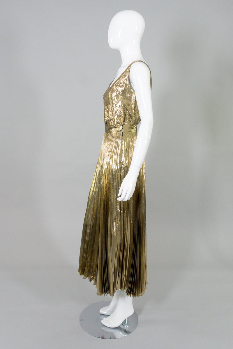 Halston III Gold Lamé Tank & Skirt Set