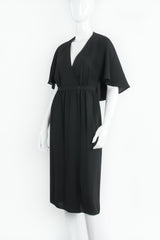 Vintage Halston Open Back Capelet Wrap Dress on Mannequin Angle at Recess LA