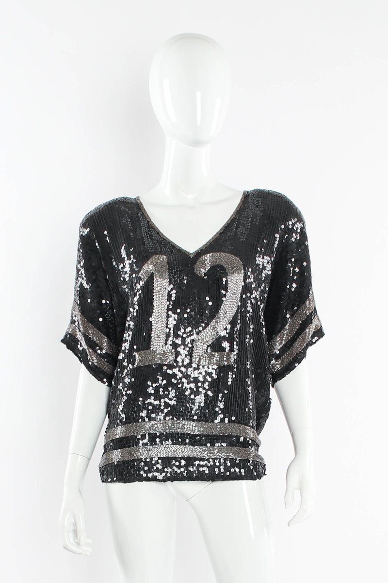 Vintage Hattie Silk Sequin Sporty Jersey mannequin front @ Recess Los Angeles