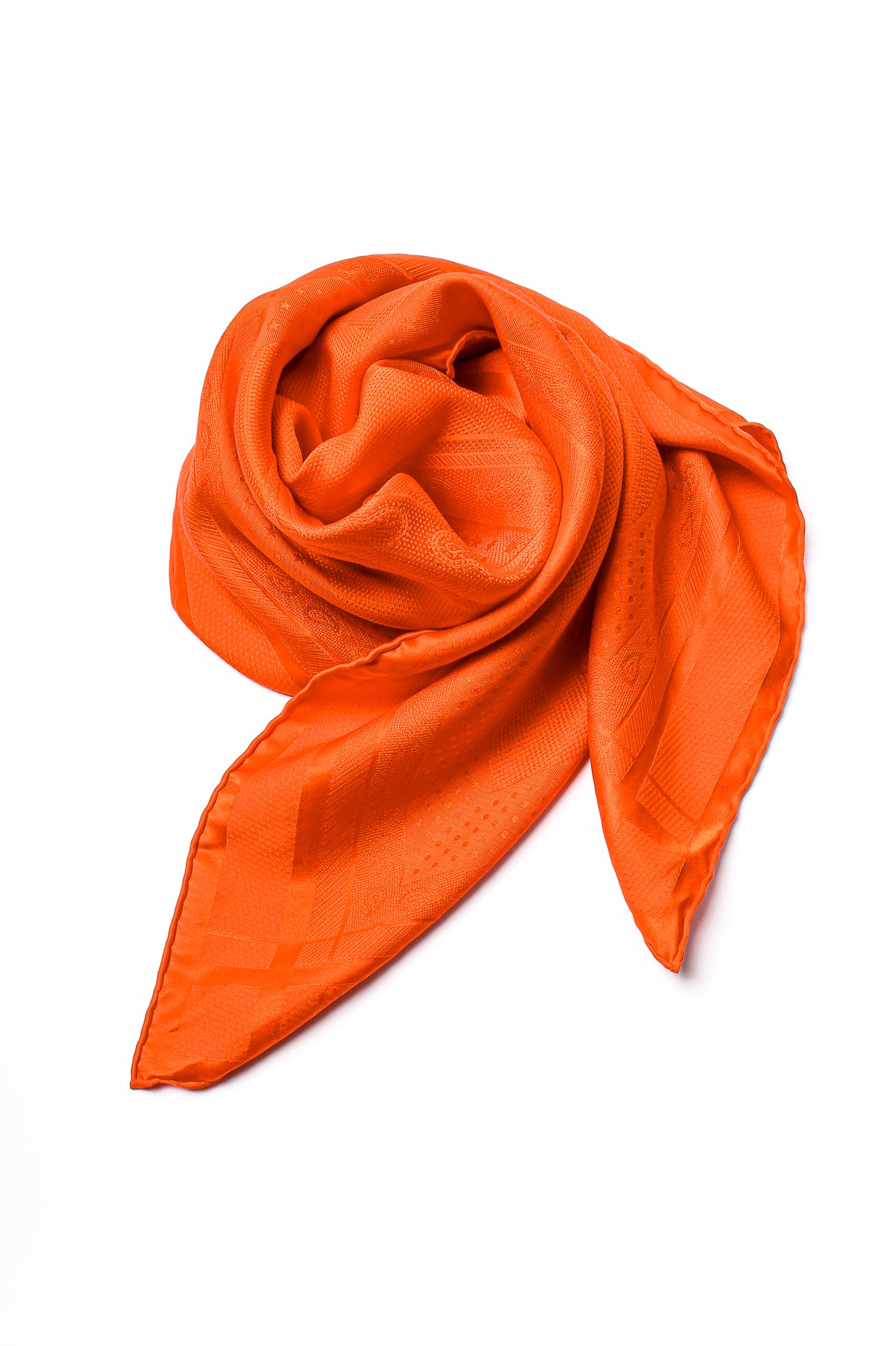 Vintage Hermes Classic Orange Jacquard Scarf at Recess Los Angeles