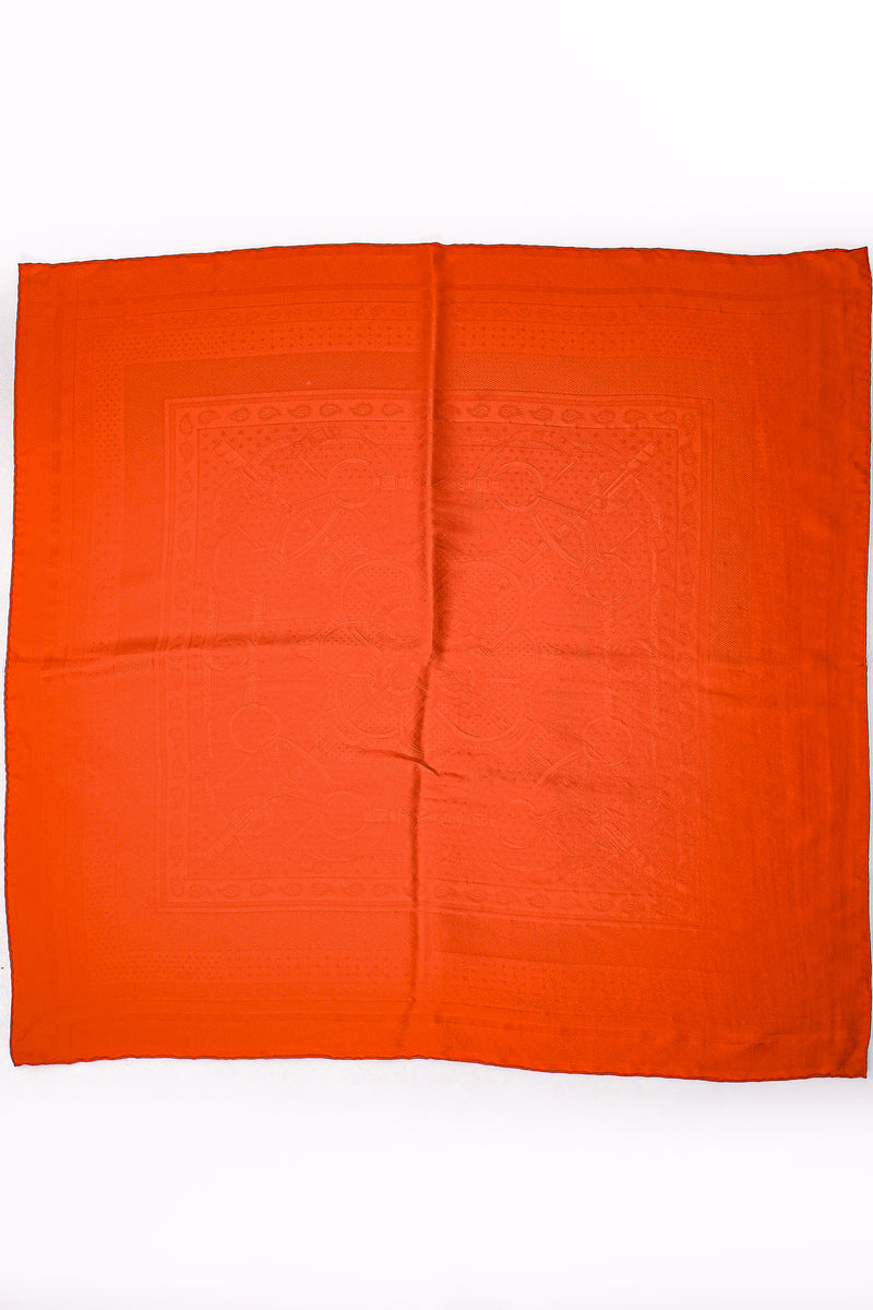 Vintage Hermes Classic Orange Jacquard Scarf flat at Recess Los Angeles