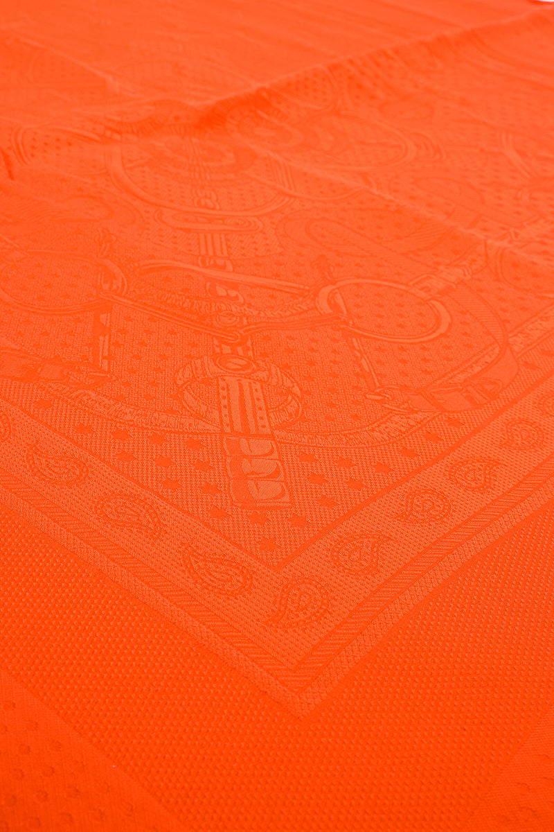 Vintage Hermes Classic Orange Jacquard Scarf detail at Recess Los Angeles