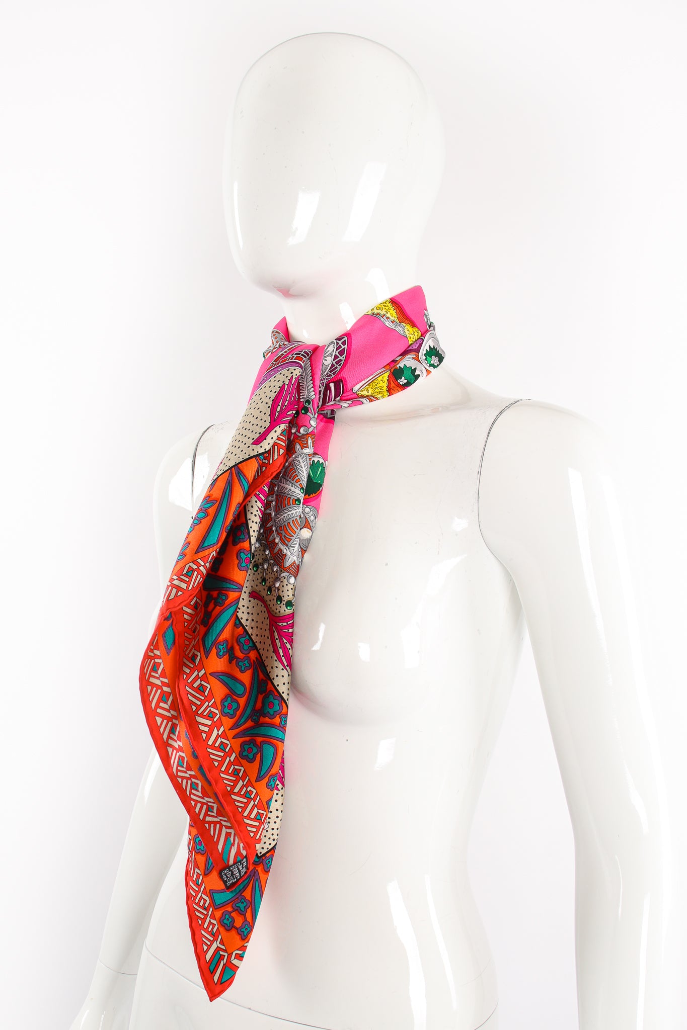 Vintage Hermes boxed Zenobie Reine De Palmyre Queen Silk Scarf on Mannequin at Recess LA