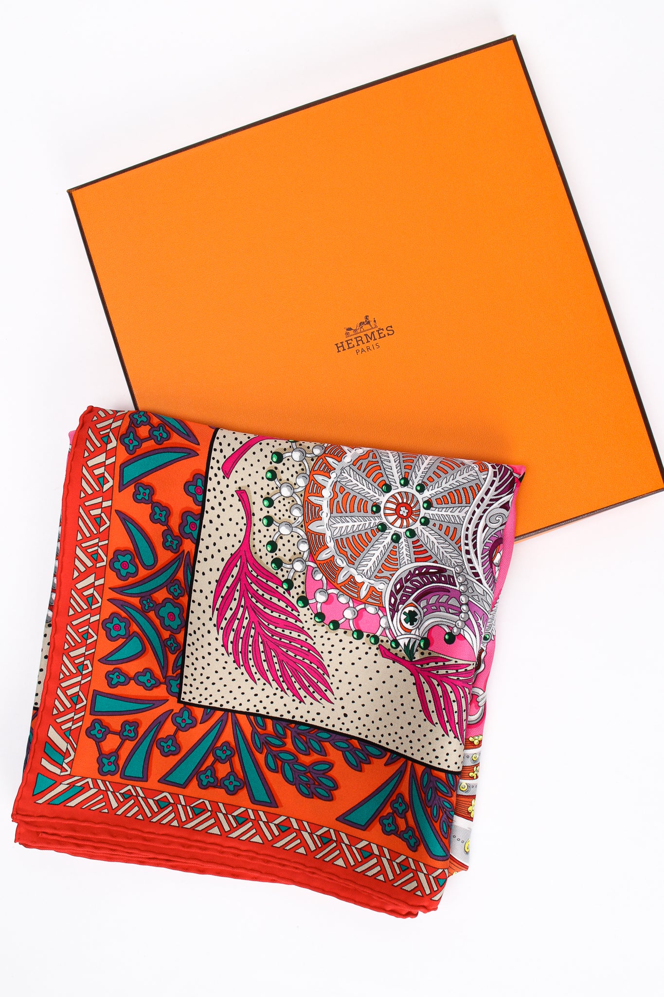 Vintage Hermes boxed Zenobie Reine De Palmyre Queen Silk Scarf box at Recess Los Angeles