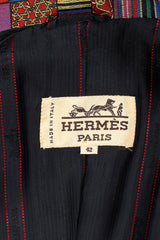 Vintage Hermés Mosaic Patchwork Silk Blazer tag  @ Recess LA