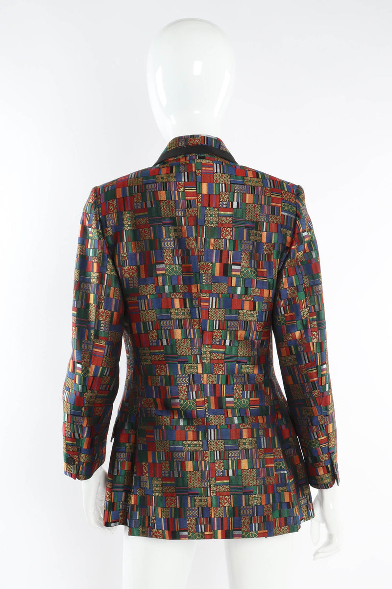 Vintage Hermés Mosaic Patchwork Silk Blazer mannequin back @ Recess LA