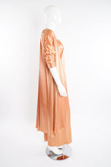 Vintage Holly's Harp Peach Satin Duster & Dress Set on Mannequin side at Recess Los Angeles