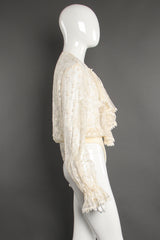 Vintage I.Magnin Sheer Lace Jabot Bodysuit on Mannequin side at Recess Los Angeles