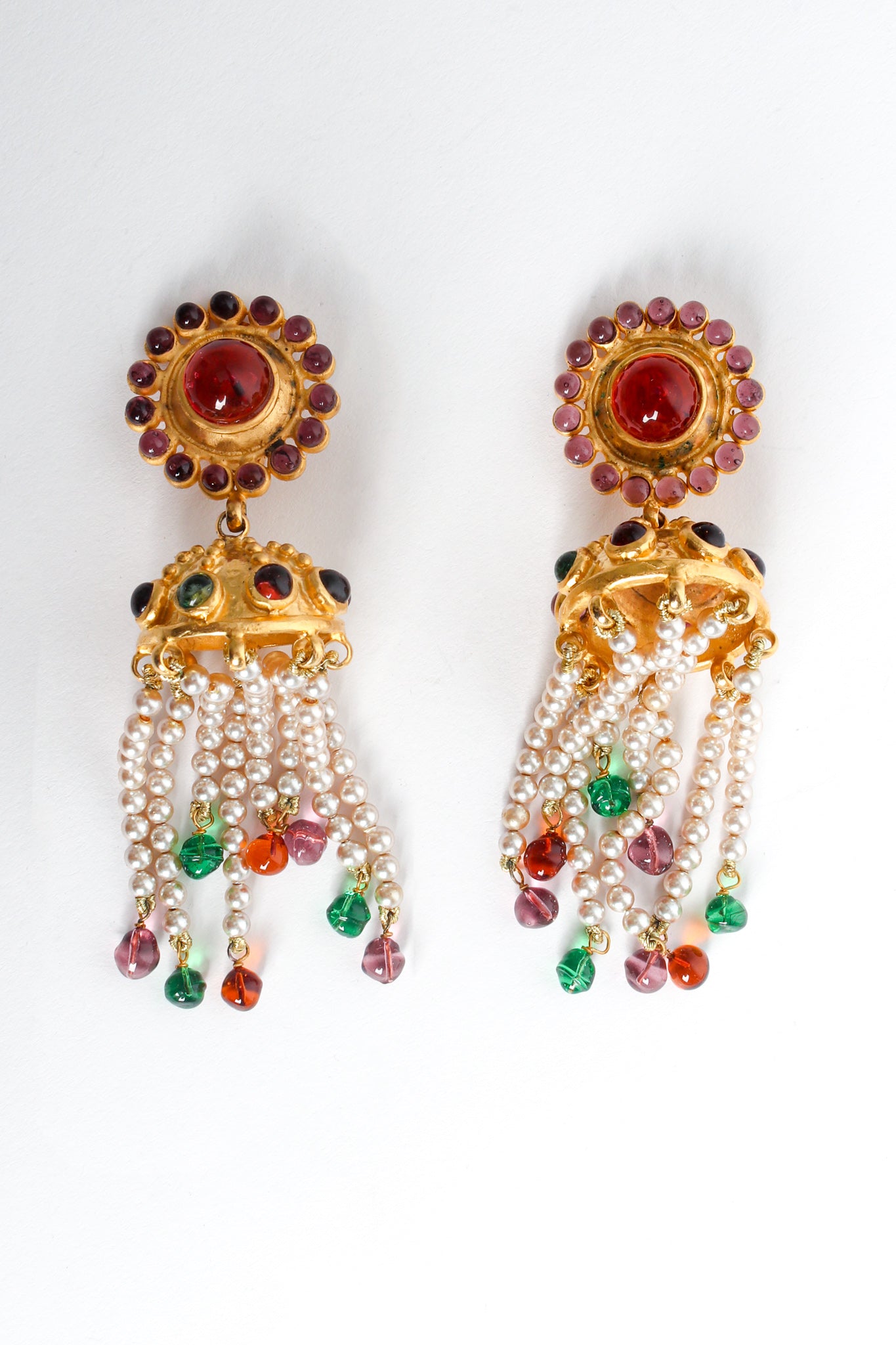 Vintage Deanna Hamro Umbrella Pearl Chandelier Earrings flat @ Recess LA