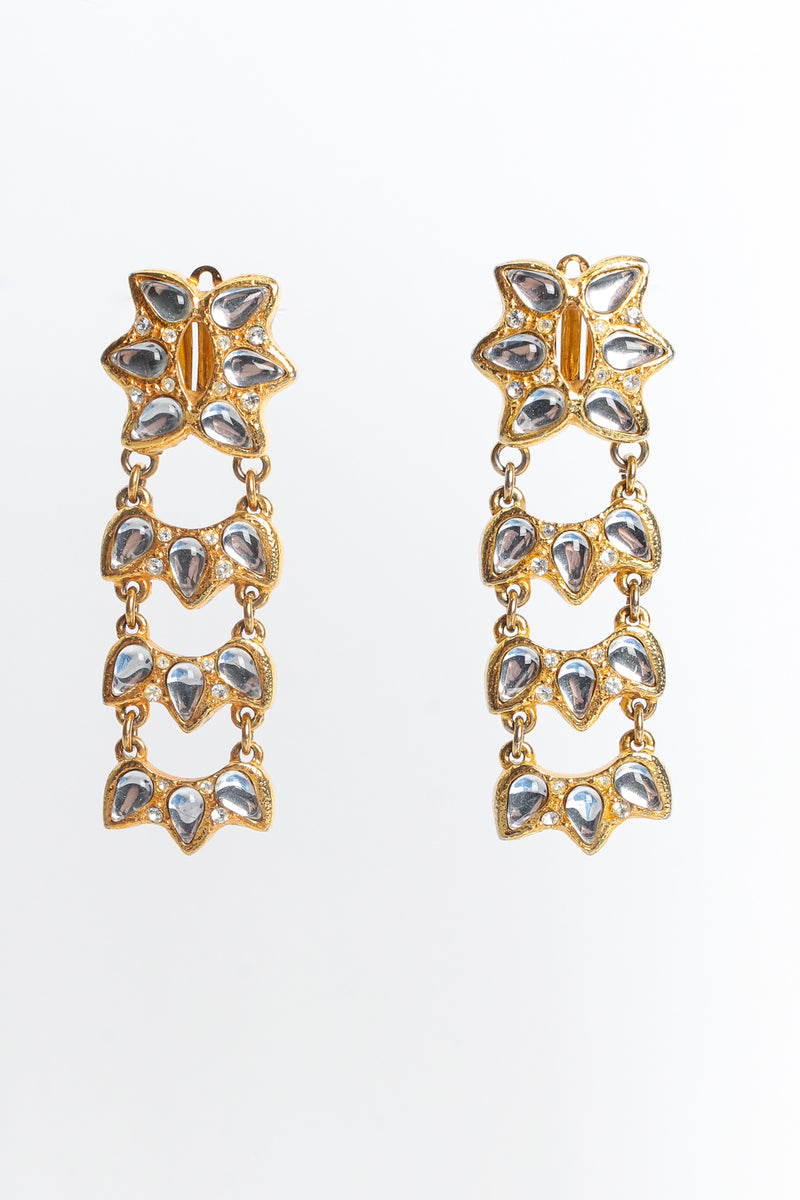 Vintage Yves Saint Laurent Mirror Teardrop Earrings front hang @ Recess LA