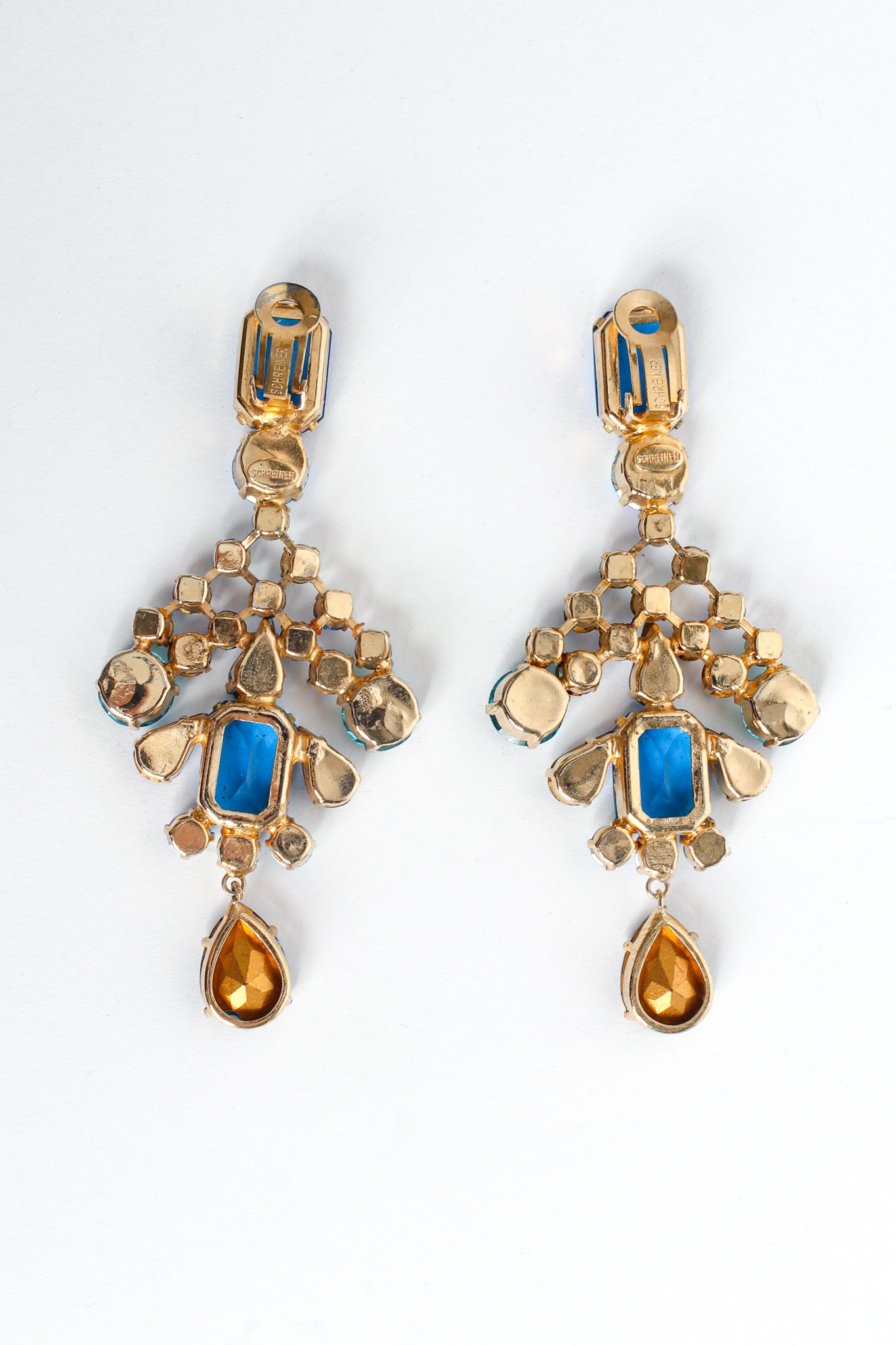 Vintage Schreiner Crystal Chandelier Earrings back @ Recess LA