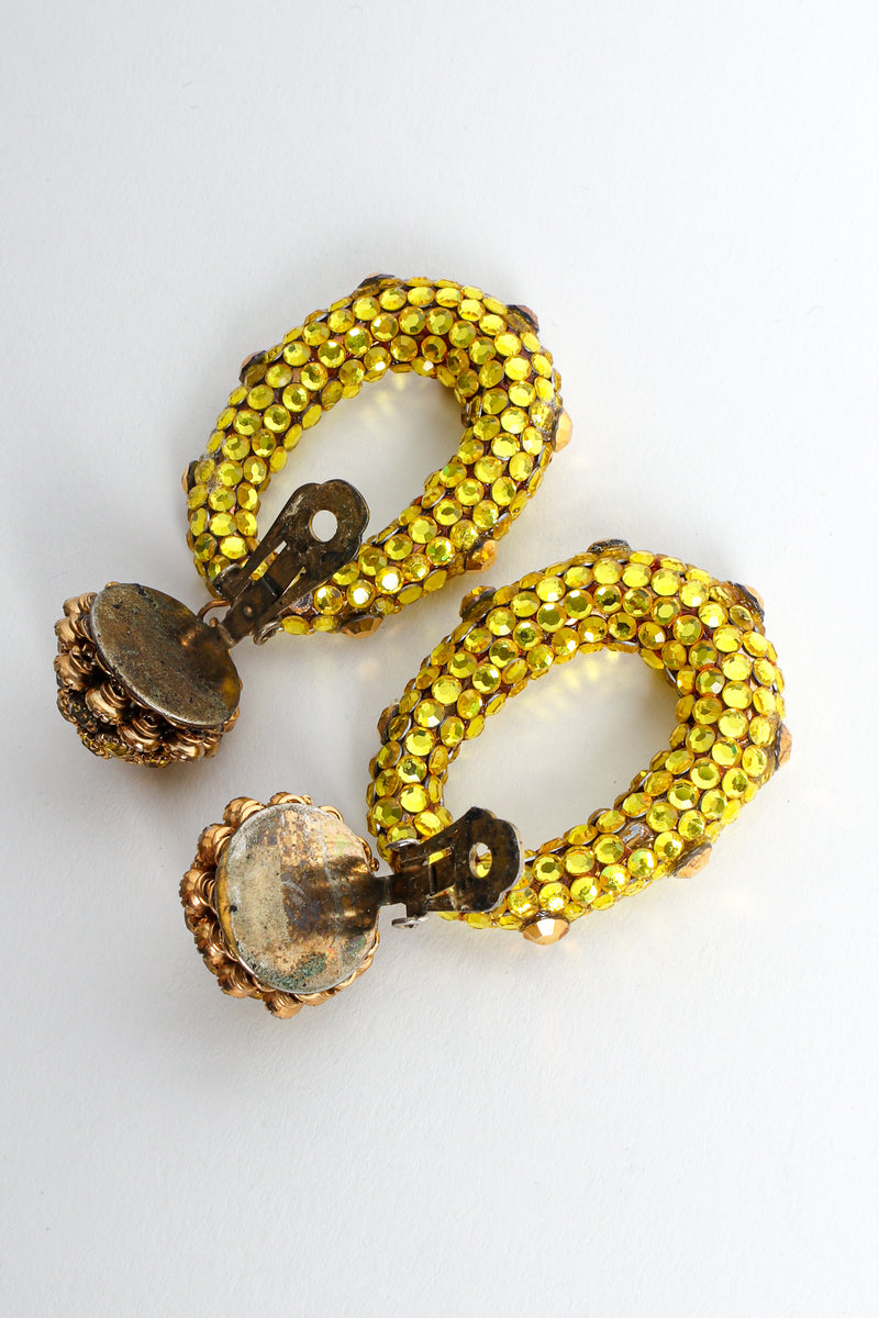 Vintage Rhinestone Chartreuse Hoop Earrings discoloration on back top @ Recess Los Angeles