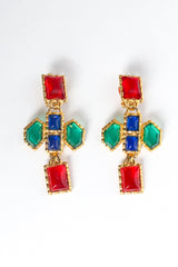 Vintage Yves Saint Laurent Geo Jeweled Cross Dangle Earrings flat front @ Recess LA