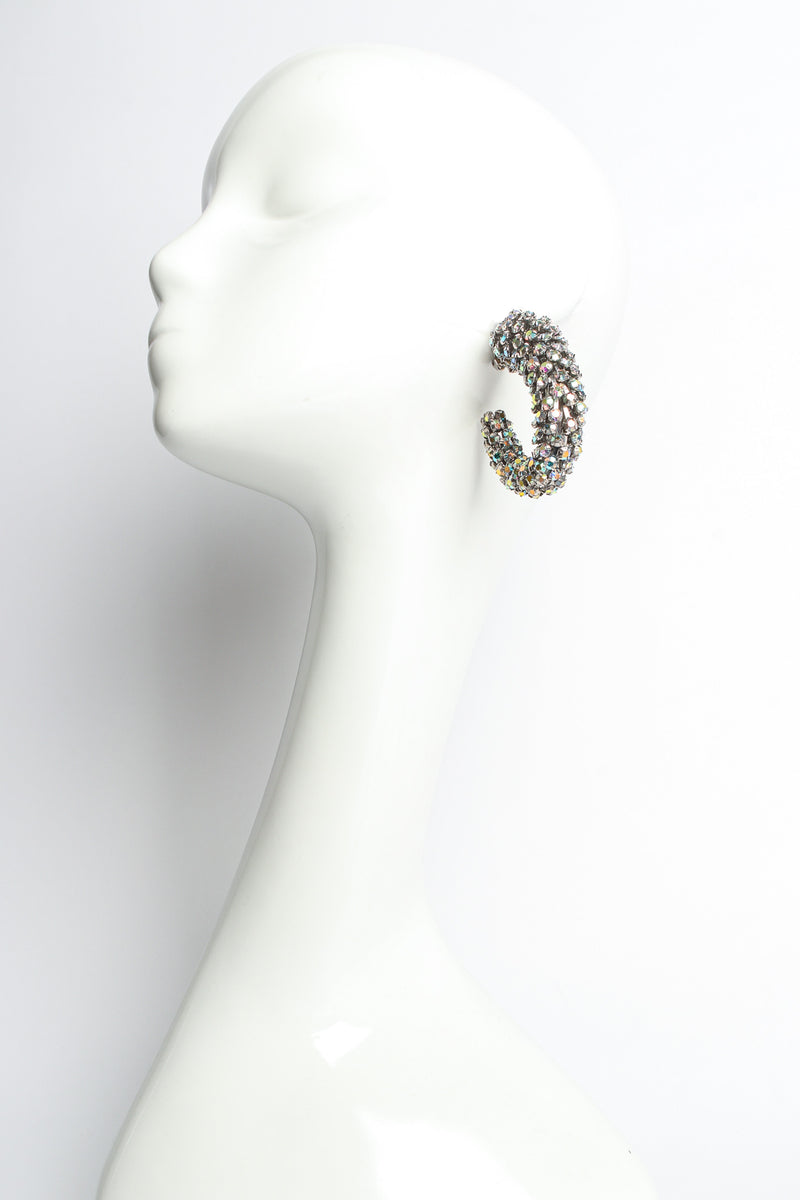 Vintage Rhinestone Scale Hoop Earrings on mannequin @ Recess Los Angeles