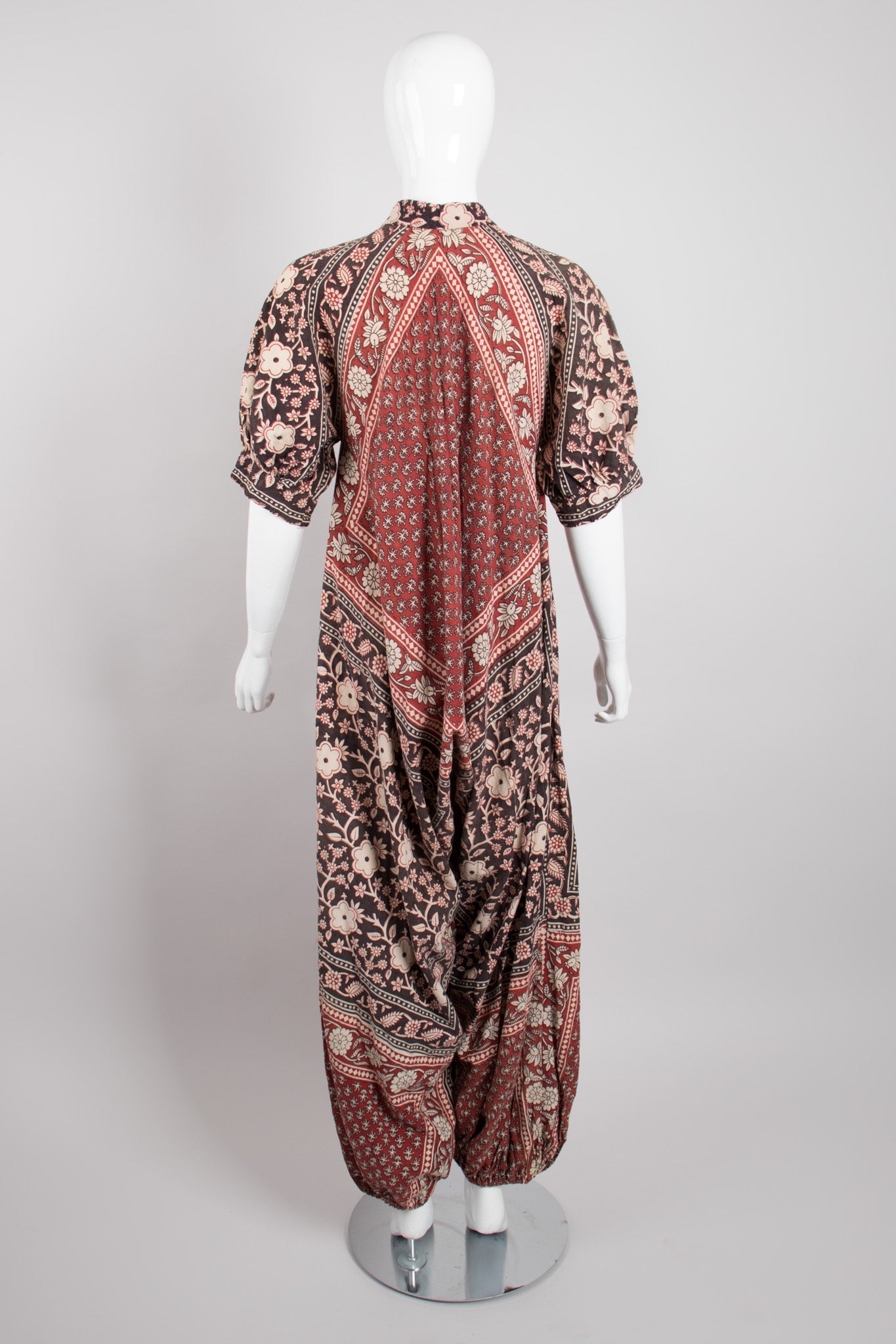 India Imports Cotton Batik Print Onesie Harem Jumpsuit