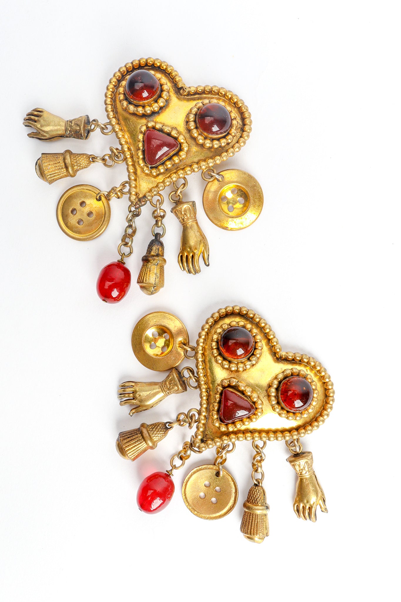 Vintage Isabel Canovas Statement Heart Pendent Charm Earrings at Recess Los Angeles