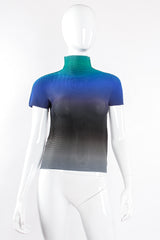 Vintage Cauliflower Issey Miyake Ombré Waffle Pleated Turtleneck Top on mannequin front @ Recess LA