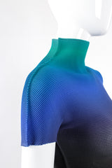 Vintage Cauliflower Issey Miyake Ombré Waffle Pleated Turtleneck Top on mannequin seam @ Recess LA