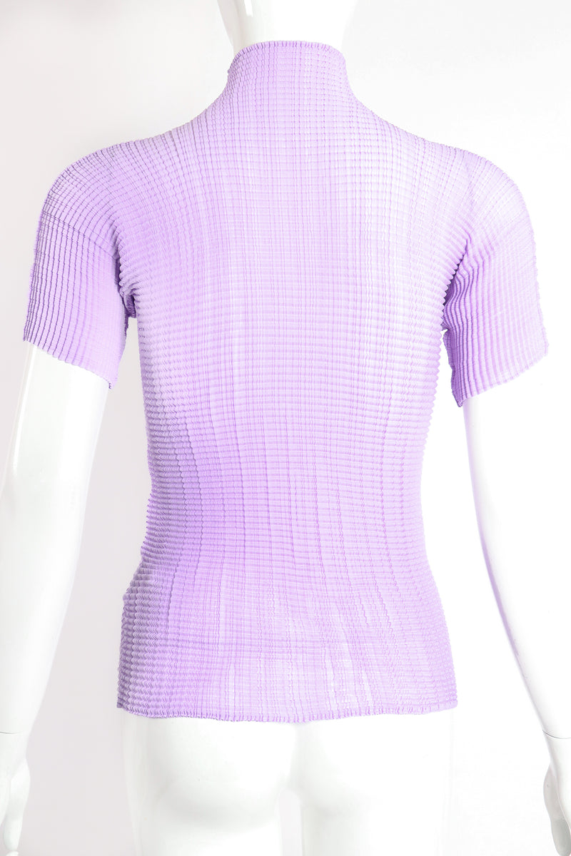 Vintage Issey Miyake Fete Lavender Pleated Turtleneck Top on Mannequin back at Recess Los Angeles