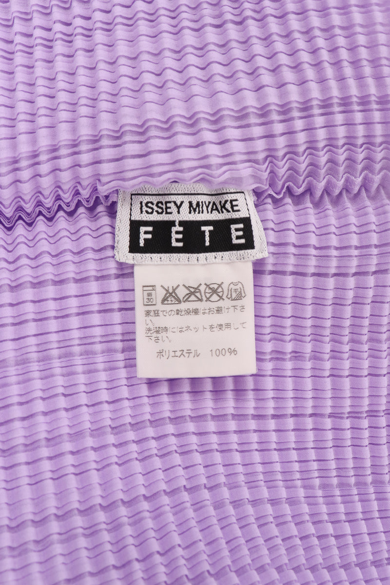 Vintage Issey Miyake Fete Lavender Pleated Turtleneck Top label at Recess Los Angeles