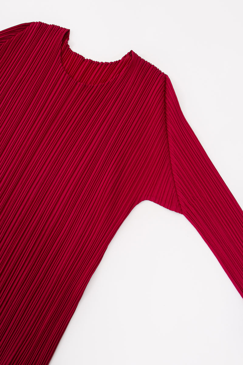 Vintage Issey Miyake Pleats Please Raspberry Pleated Scoopneck Top shoulder seam at Recess LA