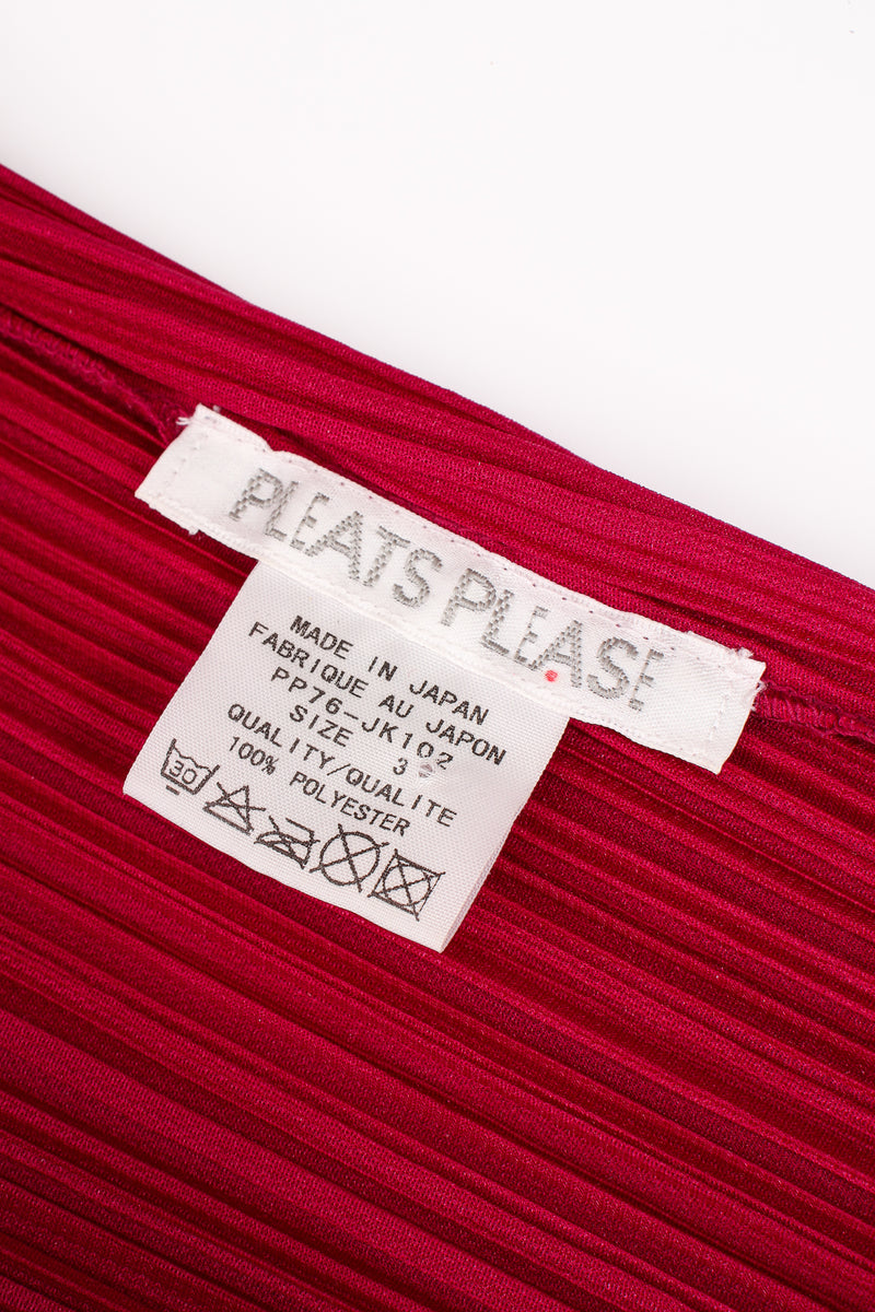 Vintage Issey Miyake Pleats Please Raspberry Pleated Scoopneck Top label at Recess LA